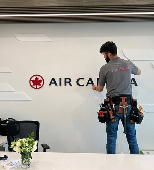 reception sign installation